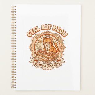 Ctrl Alt Meow Cat Gamer Tech Vintage Vector Art Sh Planner