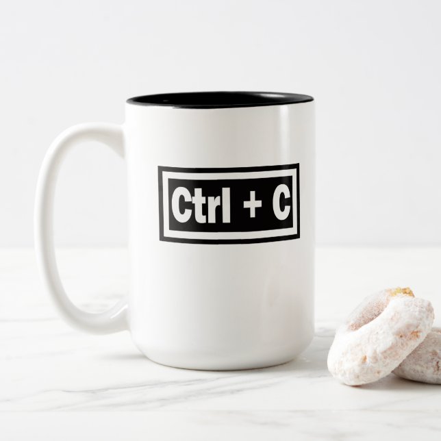 Ctrl + C Copy Function Match With Ctrl + V Paste  Two-Tone Coffee Mug (With Donut)