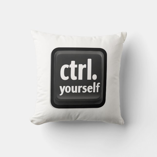 “Ctrl Yourself” Key Illustration – Minimalist Moti Throw Pillow (Front)
