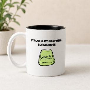 Ctrl+Z Superpower Undo Command Tech Humour Design Two-Tone Coffee Mug