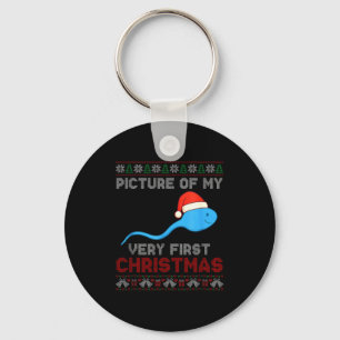 Cture Of My Very First Christmas Joke Funny Xmas Keychain