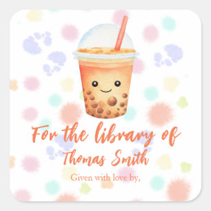 cu-tea bubble tea - for the library of square sticker