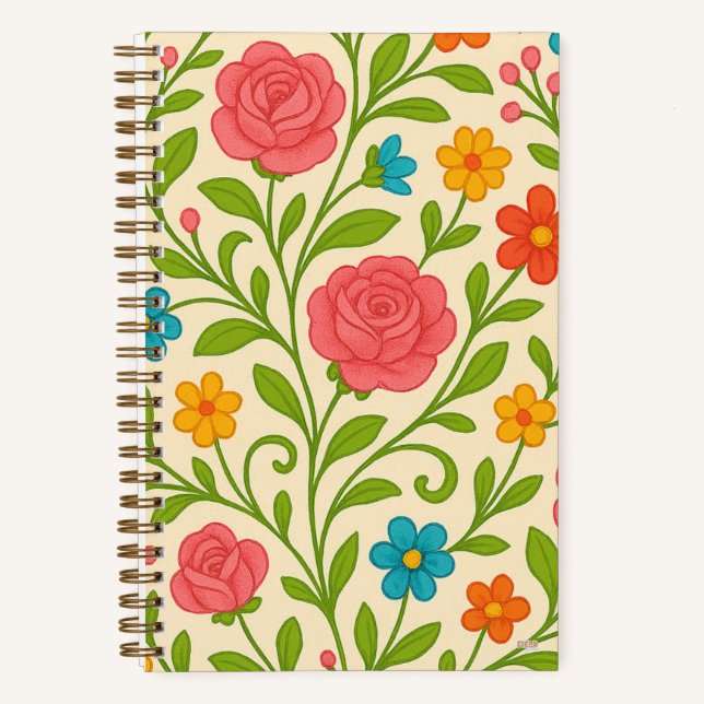 Cuaderno Cuadriculado Coquette Floral Grid Notebook (Front)