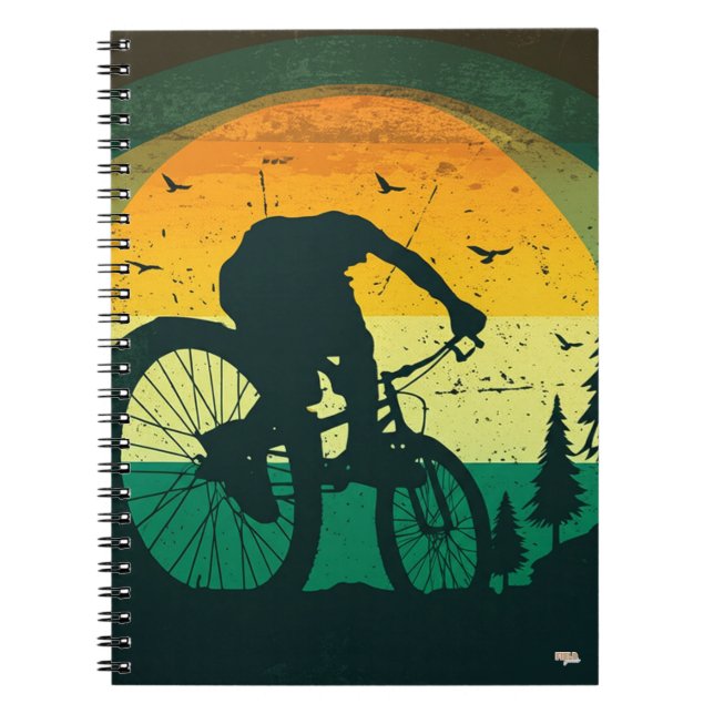 Cuaderno Retro Mountain Biking Adventure Sunset Notebook (Front)