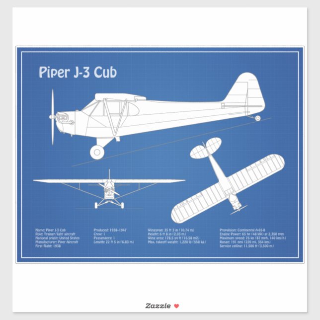 Cub Airplane - Airplane Blueprint Plans ABD (Sheet)