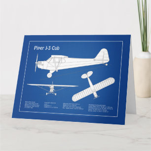 Cub Airplane - Airplane Blueprint Plans ABD Thank You Card