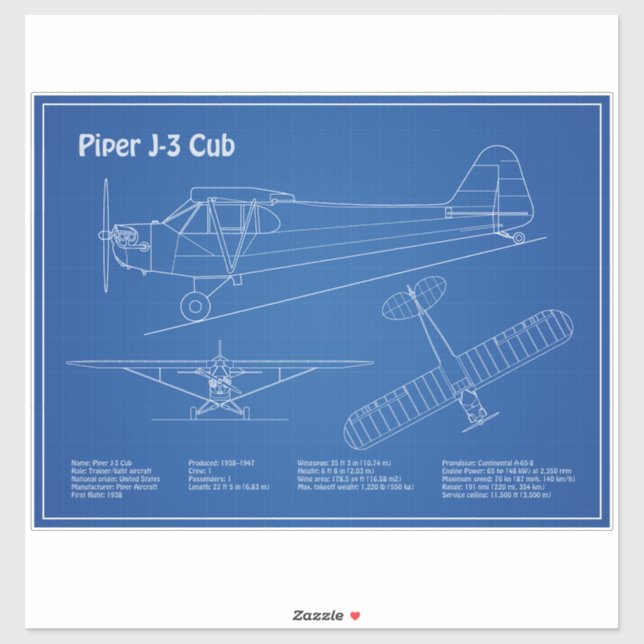 Cub Airplane - Airplane Blueprint Plans AD (Sheet)