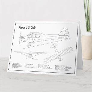 Cub Airplane - Airplane Blueprint Plans BD Thank You Card