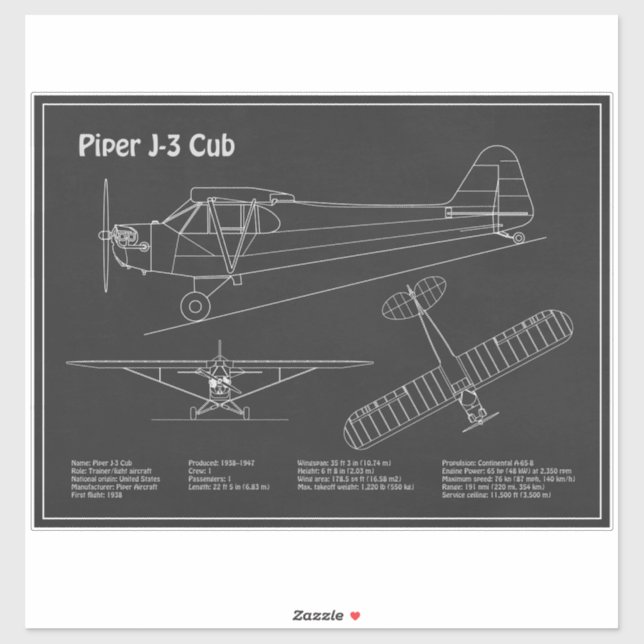 Cub Airplane - Airplane Blueprint Plans PD (Sheet)