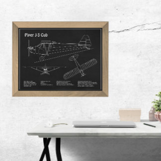 Cub Airplane - Airplane Blueprint Plans PD Photo Print
