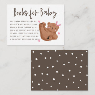 Cub Bear Girl Baby Shower Book Request Enclosure Card