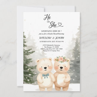 Cub Bear Theme Gender Reveal Party Invitation