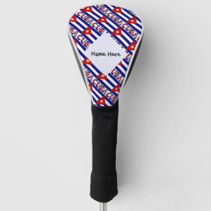 Cuba and Cuban Flag Dark Blue Tiled Personalized  Golf Head Cover