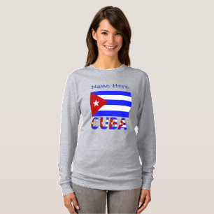 Cuba and Cuban Flag Light Blue Personalization T-Shirt