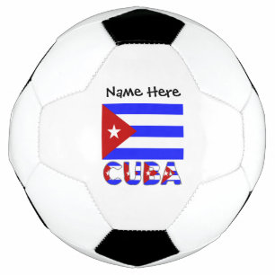 Cuba and Cuban Flag Light Blue with Your Name Socc Soccer Ball