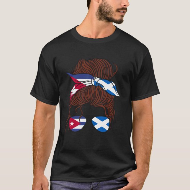 Cuba and Scotland Mix Half Cuban half Scottish T-Shirt (Front)