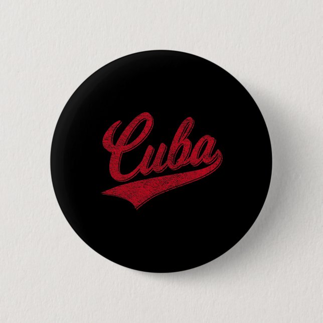 Cuba Baseball Varsity Script Clic Sports Jersey St 2 Inch Round Button (Front)