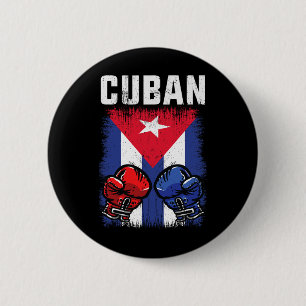 Cuba Boxing Shirt With Gloves And Cuban Flag Cuban 2 Inch Round Button