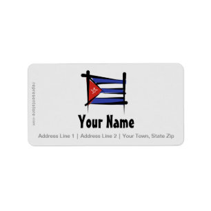 Cuba Brush Flag Label