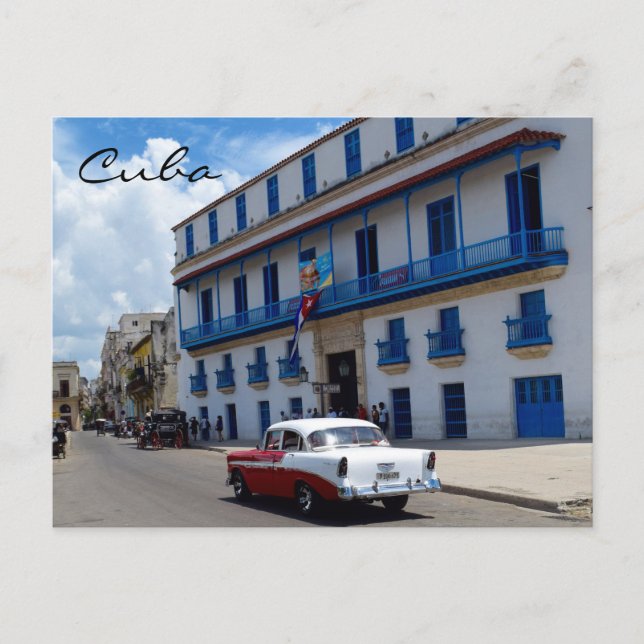 Cuba Classic Car Colourful Architecture Postcard (Front)
