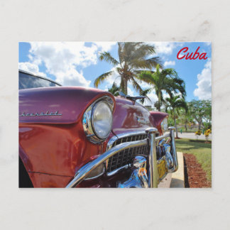 Cuba, Classical Red Car Postcard