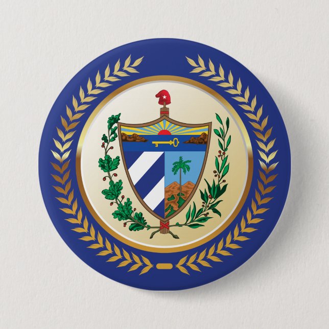 Cuba Coat of Arms 3 Inch Round Button (Front)