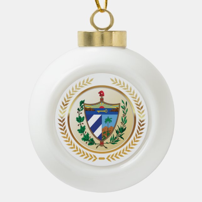 Cuba Coat of Arms Ceramic Ball Christmas Ornament (Front)