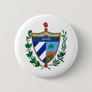 Cuba country coat arms symbol emblem flag 2 inch round button