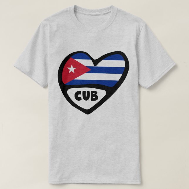 Cuba Country Code Flag Heart, CUB T-Shirt (Design Front)