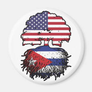 Cuba Cuban American USA Tree Roots Flag Magnet