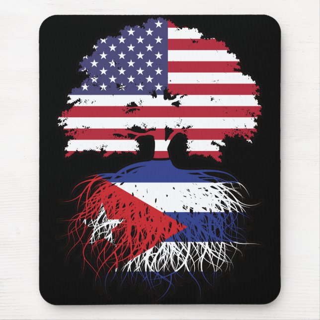 Cuba Cuban American USA Tree Roots Flag Mouse Pad (Front)