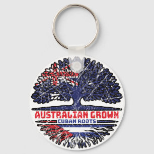 Cuba Cuban Australian Australia Tree Roots Flag Keychain