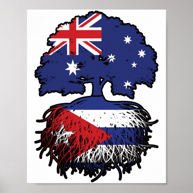 Cuba Cuban Australian Australia Tree Roots Flag Poster (Front)