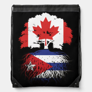 Cuba Cuban Canadian Canada Tree Roots Flag Drawstring Bag