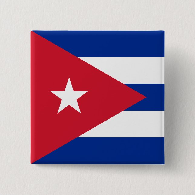 Cuba (Cuban) Flag 2 Inch Square Button (Front)