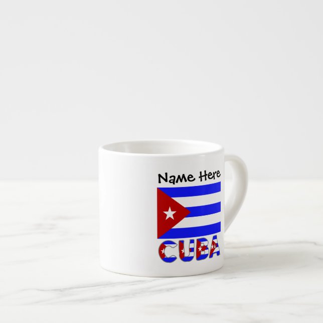 Cuba Cuban Flag Light Blue Personalized Espresso Cup (Front Right)