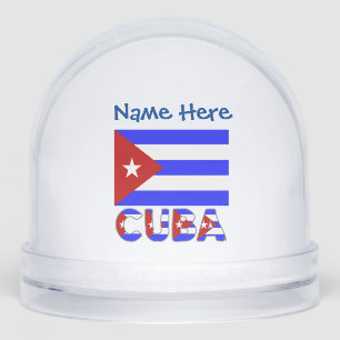 Cuba Cuban Flag Light Stripes Blue Personalized  Snowglobe