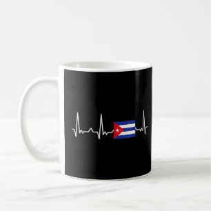 Cuba Cuban Flag Spaniard Cuban Heartbeat Ekg  Coffee Mug