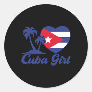 Cuba- Cuban Girl Flag Cubanita Hispanic Heritage K Classic Round Sticker