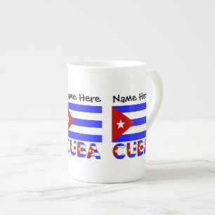 Cuba Cuban Light Blue Flag Personalized  Bone China Mug