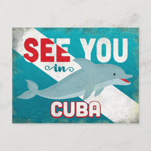 Cuba Dolphin - Retro Vintage Travel Postcard