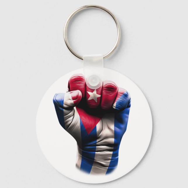 Cuba Fist Flag Keychain (Front)