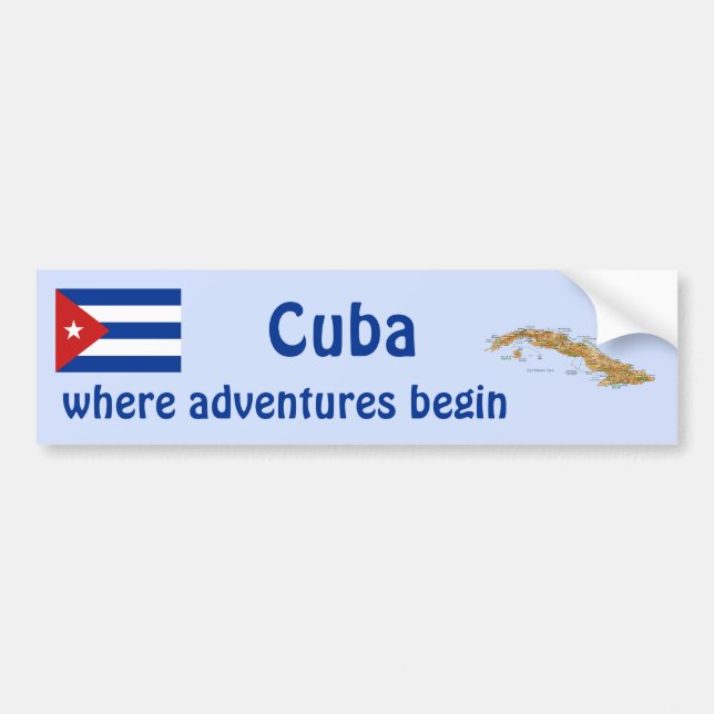 Cuba Flag and Map Bumper Sticker (Front)