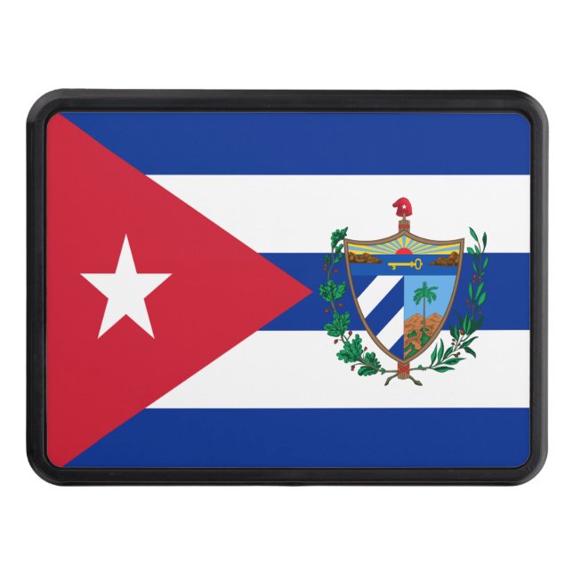 Cuba flag-coat of arms   trailer hitch cover (Front)