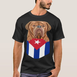 Cuba Flag Dogues de Bordeaux Dog In Pocket T-Shirt