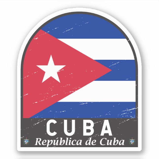 Cuba Flag Emblem Distressed Vintage (Front)