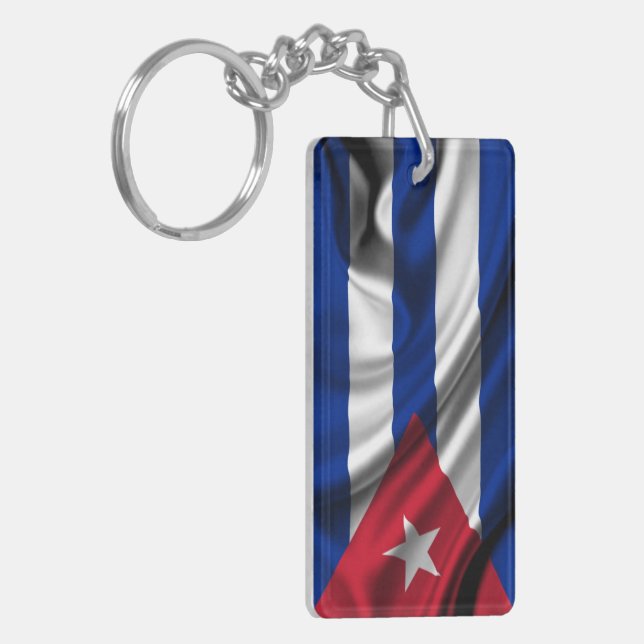 Cuba Flag Fabric Keychain (Front Left)