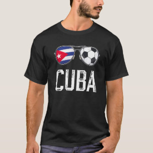 Cuba Flag & Football Sunglass Cuban Fan T-Shirt