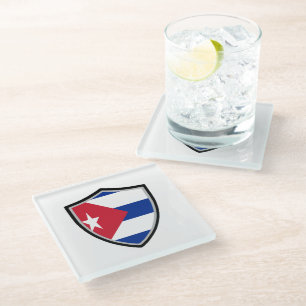 Cuba flag glass coaster