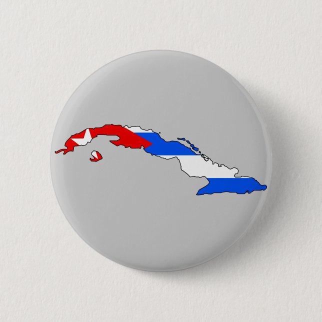 Cuba flag map 2 inch round button (Front)